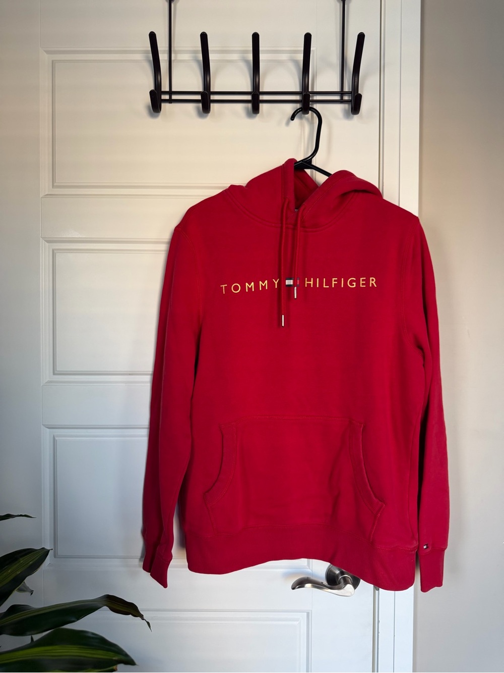 Tommy Hilfiger Men's Red Zip-Up Logo Hoodie